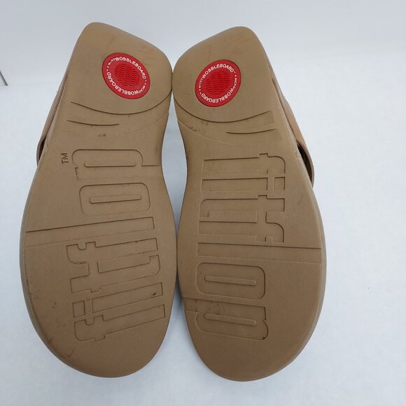 Fitflop Sling Sandal Women's 10 Straps Mink Taupe Toe Post Wobble Board Platform - Picture 12 of 15